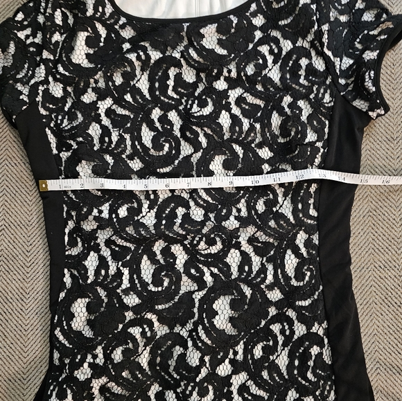 Premise Annie Sez Retro Rare Black Lace Overlay Dress Bodycon Women's Sz 6 NWT - Picture 5 of 10